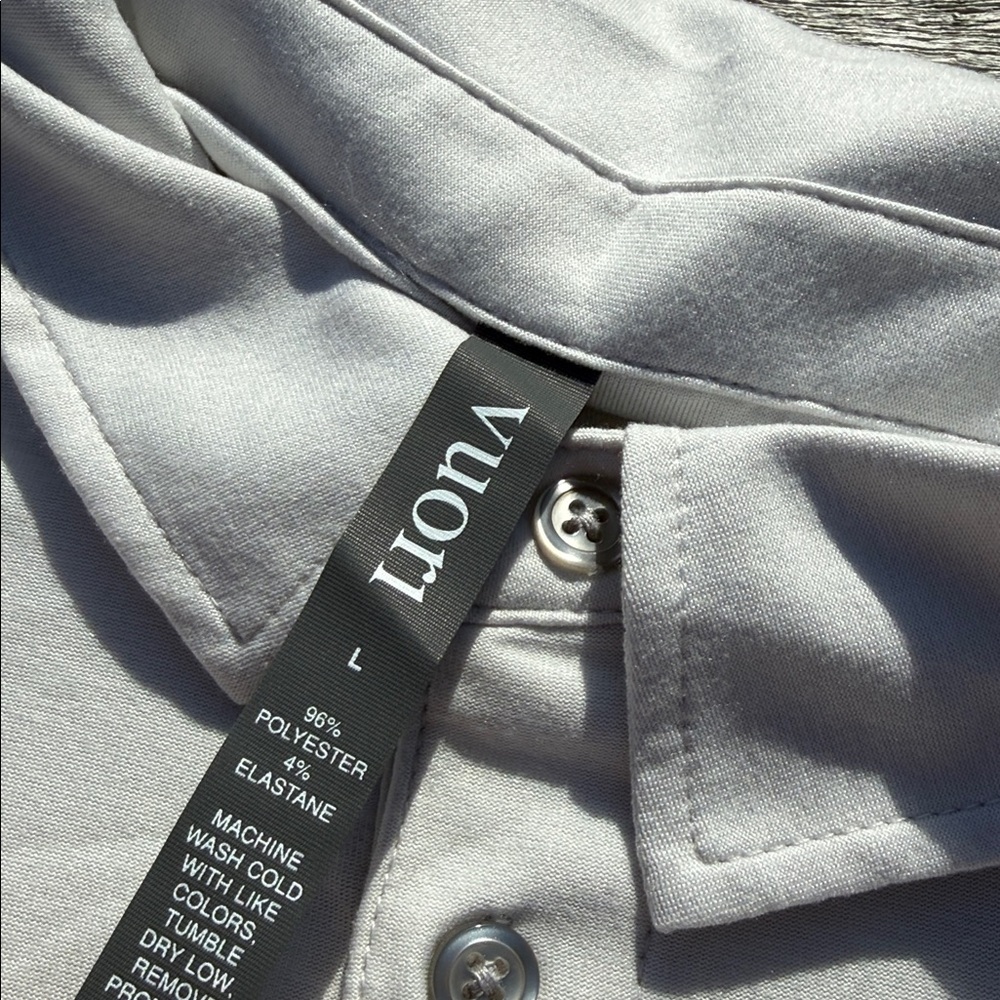 VUORI STRATO TECH POLO MENS SIZE LARGE NWT Frost Grey Heather - Picture 5 of 6